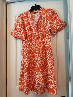 BTFBM Orange Floral Mini Dress